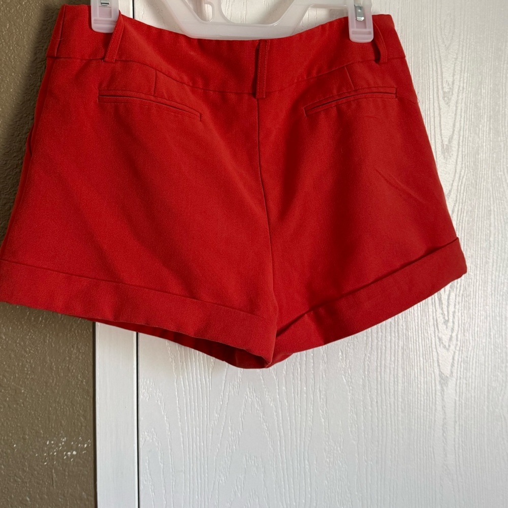 High Waist Red Shorts with Cuffed Hems Sparkle fade